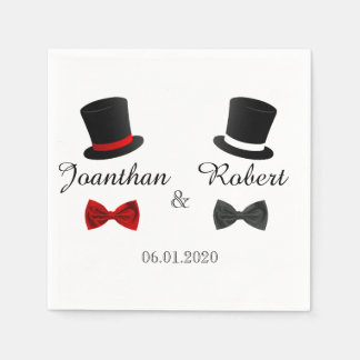 Serviette En Papier Top Chapeaux et Bow Cravates Gay Mariage Napkin