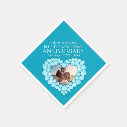 Serviette En Papier Topaz 4 ans anniversaire coeur photo nom serviette (Coin)