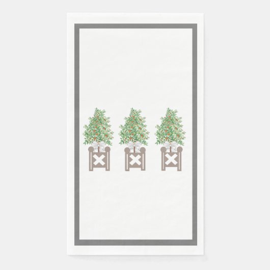 Serviette En Papier Topiaire d'orangers Pot de chinoiserie (Devant)