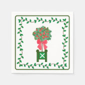 Serviette En Papier Topiaires de Noël Holly Berry arbre Topiary (Devant)