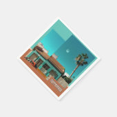 Serviette En Papier Torrevieja en Orange et Turquoise (Coin)