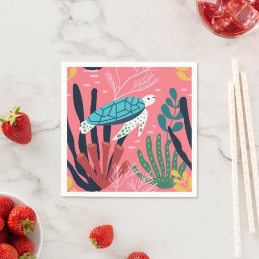 Serviette En Papier Tortue bleue (En situation)