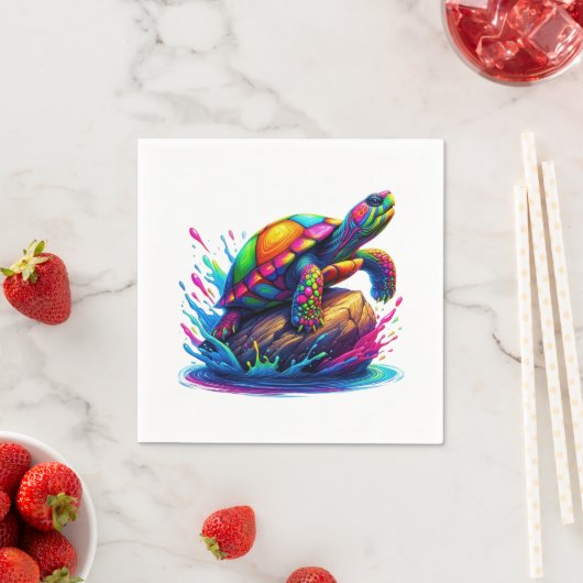Serviette En Papier Tortue colorée (En situation)