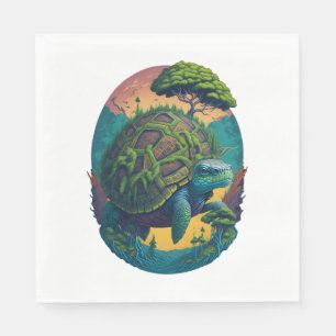 Serviette En Papier Tortue colorée Abstraite avec la planète Terre