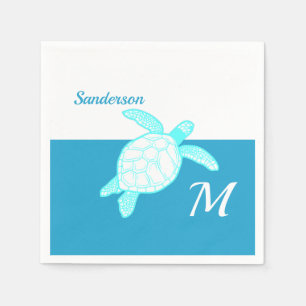 Serviette En Papier Tortue côtière bleu Turquoise blanc