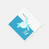 Serviette En Papier Tortue côtière bleu Turquoise blanc (Coin)
