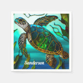 Serviette En Papier Tortue côtière Tropical Turquoise Bleu Vert (Devant)