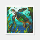 Serviette En Papier Tortue côtière Tropical Turquoise Bleu Vert (Devant)