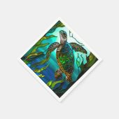 Serviette En Papier Tortue côtière Tropical Turquoise Bleu Vert (Coin)