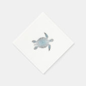 Serviette En Papier Tortue de mer argentée Côte blanche Maritime (Coin)
