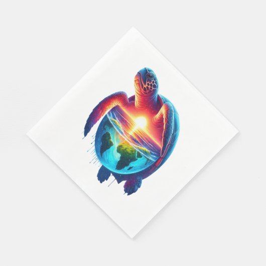 Serviette En Papier Tortue de mer couchée de soleil (Coin)