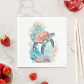 Serviette En Papier Tortue de mer dans le récif corallien (En situation)