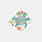 Serviette En Papier Tortue de mer et fleurs tropicales (Coin)