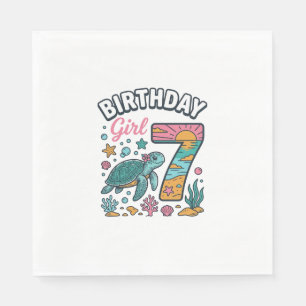 Serviette En Papier Tortue de mer fille d'anniversaire 7ème anniversai