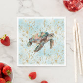 Serviette En Papier Tortue de mer Gold Dream (En situation)