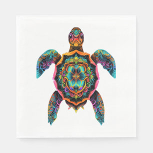Serviette En Papier Tortue de mer Mandala Oeuvre d'art animal marin Bo