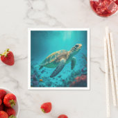 Serviette En Papier Tortue de mer Océan Marine Vie Plage Nature Animau (En situation)