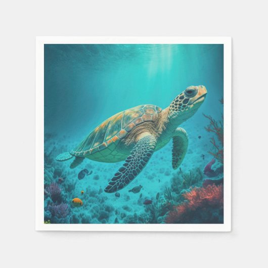 Serviette En Papier Tortue de mer Océan Marine Vie Plage Nature Animau (Devant)