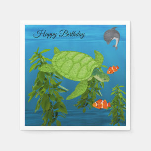 Serviette En Papier Tortue de mer, sous l'océan