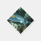 Serviette En Papier Tortue de mer sur la photo des fonds marins (Coin)