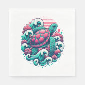 Serviette En Papier Tortue d'été rétro (Devant)