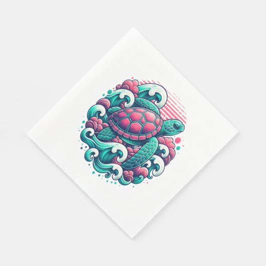 Serviette En Papier Tortue d'été rétro (Coin)