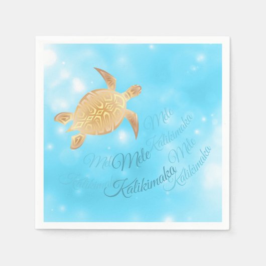 Serviette En Papier Tortue d'or | Noël hawaïen | (Devant)