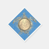 Serviette En Papier Tortue dorée sur bleu Anniversaire (Coin)