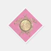 Serviette En Papier Tortue dorée sur rose Anniversaire (Coin)