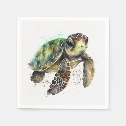Serviette En Papier Tortue en Aquarelle Papier (Devant)