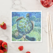 Serviette En Papier Tortue marine Napkin en papier #2 (En situation)