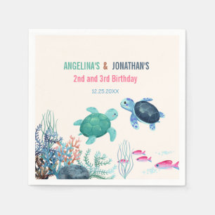 Serviette En Papier Tortue mûre sous la mer Anniversaire conjoint