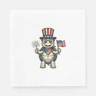 Serviette En Papier Tortue Patriotique Gravure Vintage Graphique pour