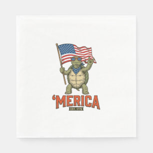 Serviette En Papier Tortue Patriotique ‘Merica Vintage Vector