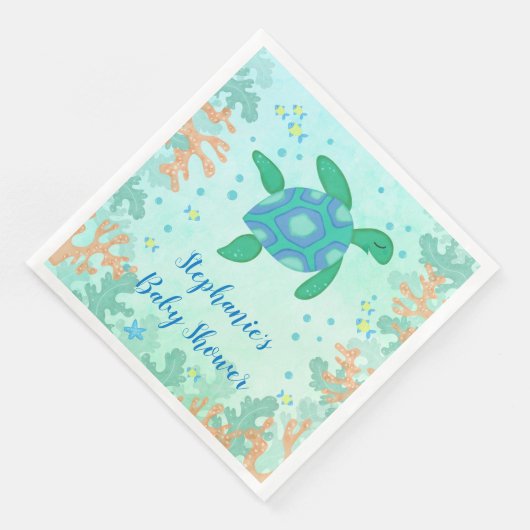 Serviette En Papier Tortue Sous Le Baby shower Marin (Coin)