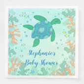 Serviette En Papier Tortue Sous Le Baby shower Marin (Devant)