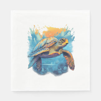 Serviette En Papier Tortue sous-marine sereine