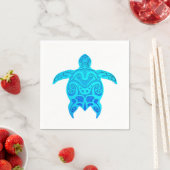 Serviette En Papier Tortue tribale bleue (En situation)