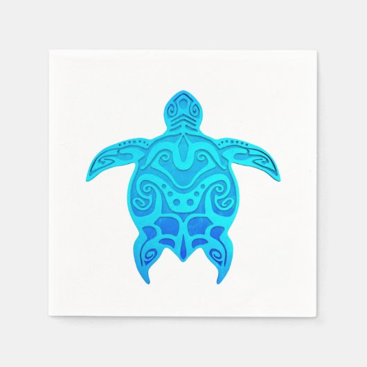 Serviette En Papier Tortue tribale bleue (Devant)