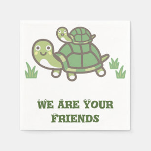 Serviette En Papier Tortue verte mignonne avec bébé Personnalisée
