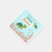 Serviette En Papier Tortue verte Océan bleu Joyeux anniversaire (Coin)