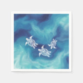 Serviette En Papier Tortues blanches dans l'océan bleu (Devant)