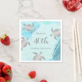 Serviette En Papier Tortues de mer d'argent encre bleue | Anniversaire (En situation)