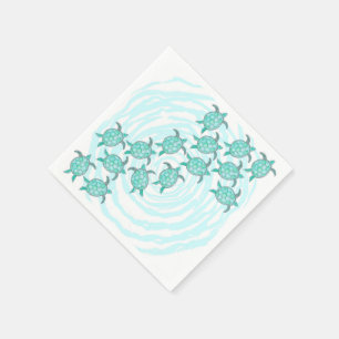 Serviette En Papier Tortues de mer turquoises d'aquarelle sur les