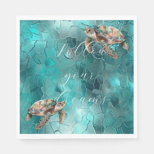 Serviette En Papier Tortues marines de rêve turquoises (Devant)