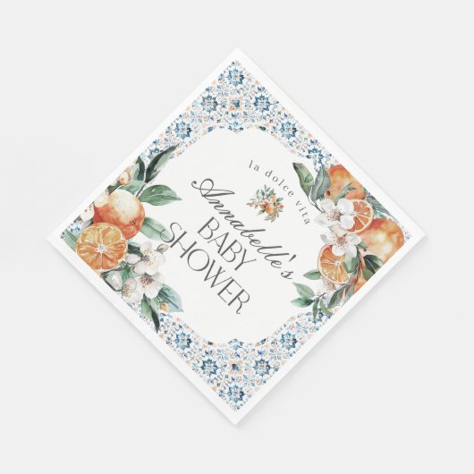 Serviette En Papier Toscane Carrelage Citrus Italie Baby shower Table  (Coin)