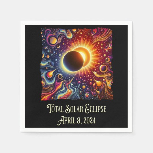 Serviette En Papier Total Eclipse 2024 Retro Super 60's 70's vibe (Devant)