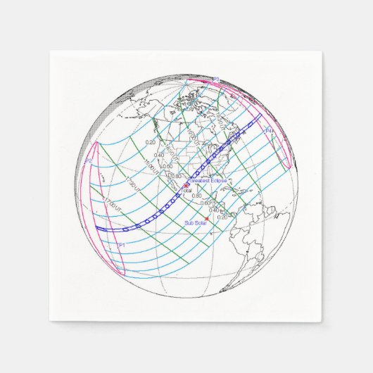 Serviette En Papier Total Solaire Eclipse 2024 Global Path (Devant)