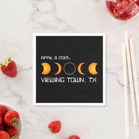 Serviette En Papier Total Solaire Eclipse 2024 Personnalisé Town State (En situation)