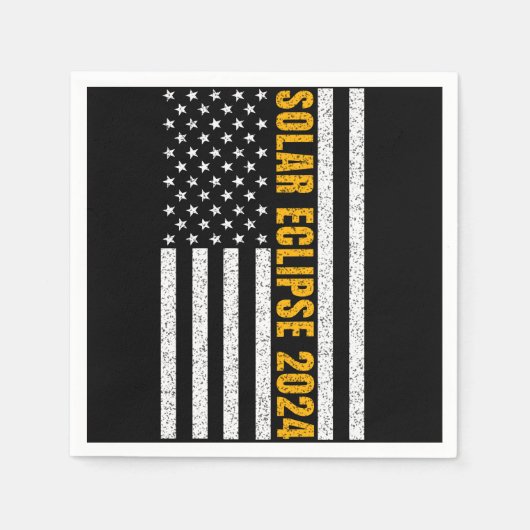 Serviette En Papier Total Solar Eclipse USA 8 avril 2024 Drapeau améri (Devant)
